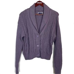 Pilcro Anthropologie Cable Knit Chunky Cardigan Sweater Purple Women's Sz Small